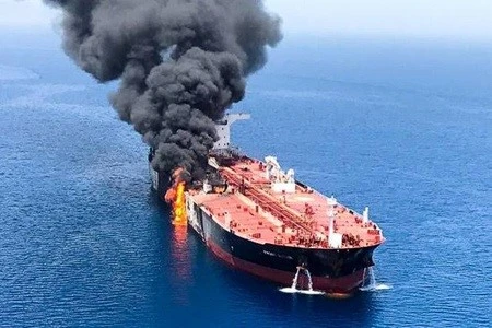 Oil tanker in the Strait of Hormuz Oil tanker in the Strait of Hormuz